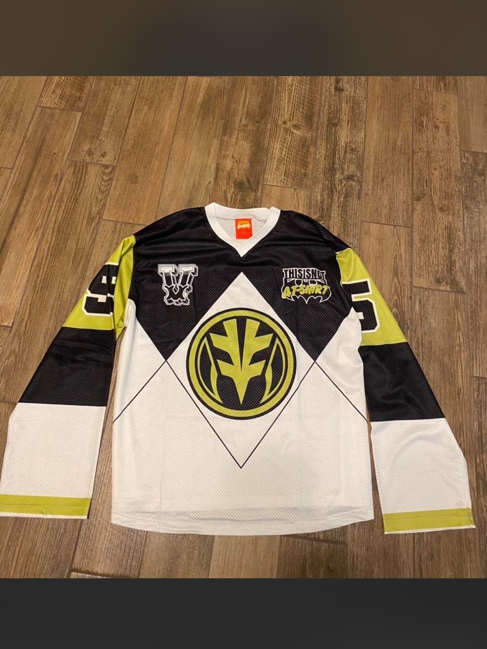 This Is Not A T-Shirt: White and black Mighty Morphin Power Rangers jersey
